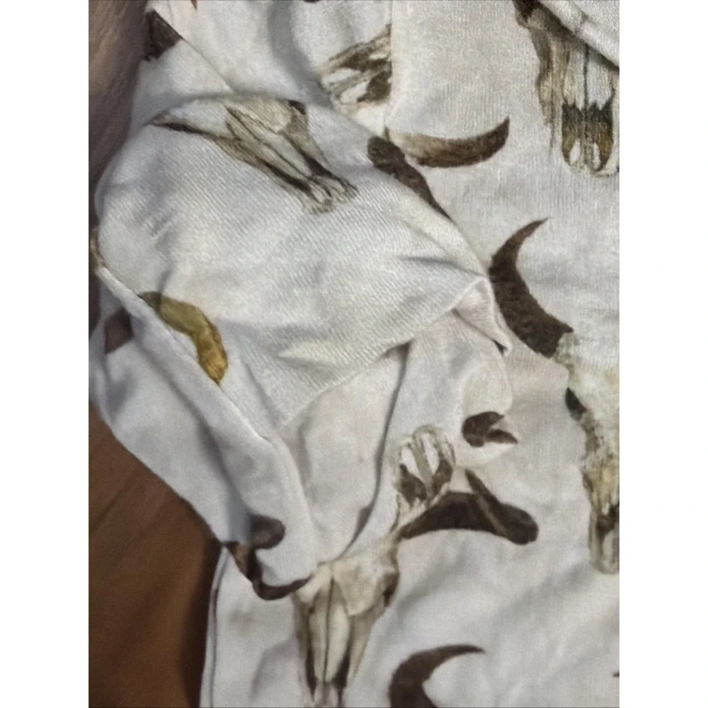 Posh Peanut Baby Girls 0-3 Western Cow Skull Ruffle Footed Sleeper Pajamas